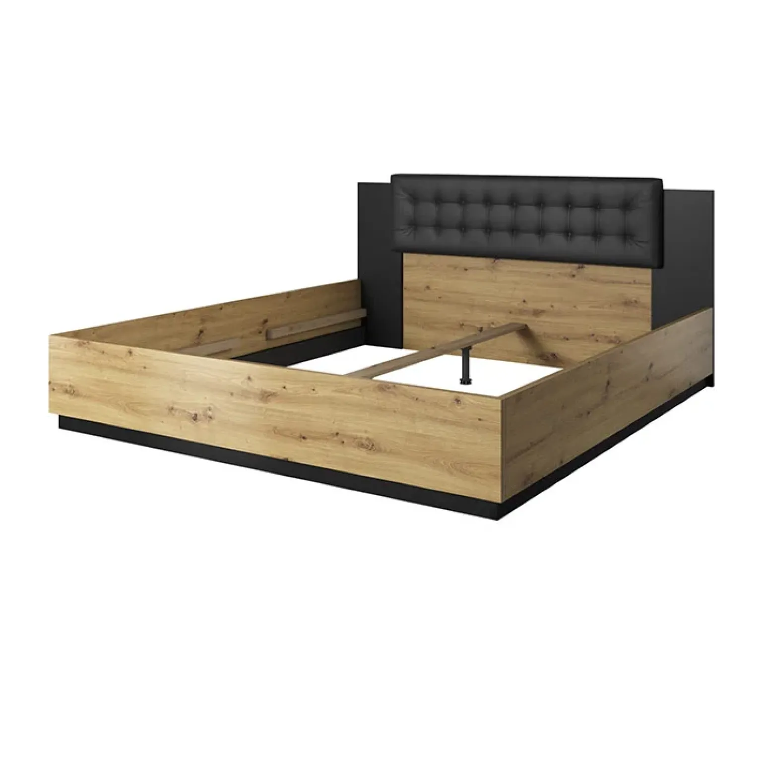 Letto matrimoniale oversize 180x200cm con rete contenitore rovere nero Vulcano