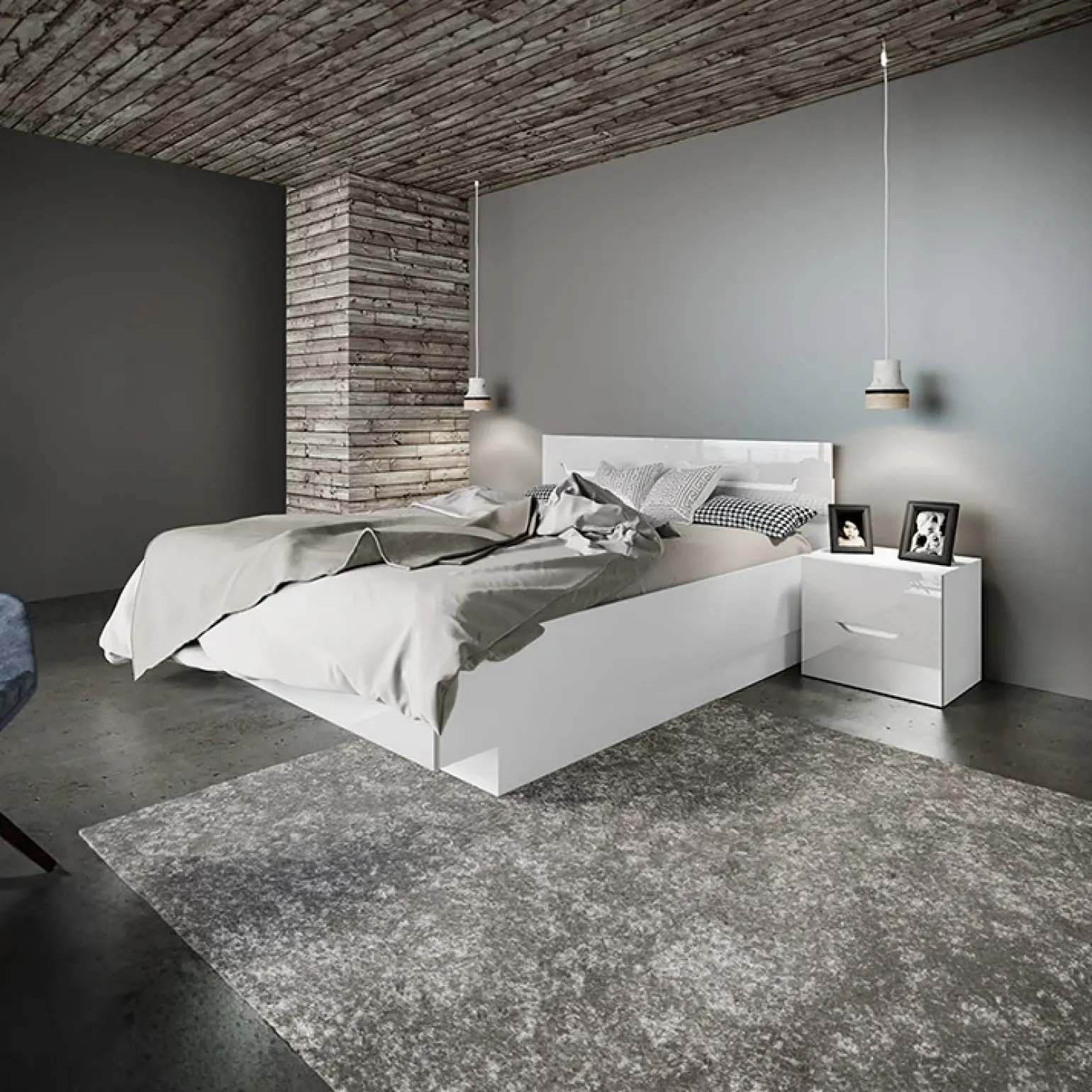 Letto matrimoniale standard 160x200cm bianco lucido Twilight