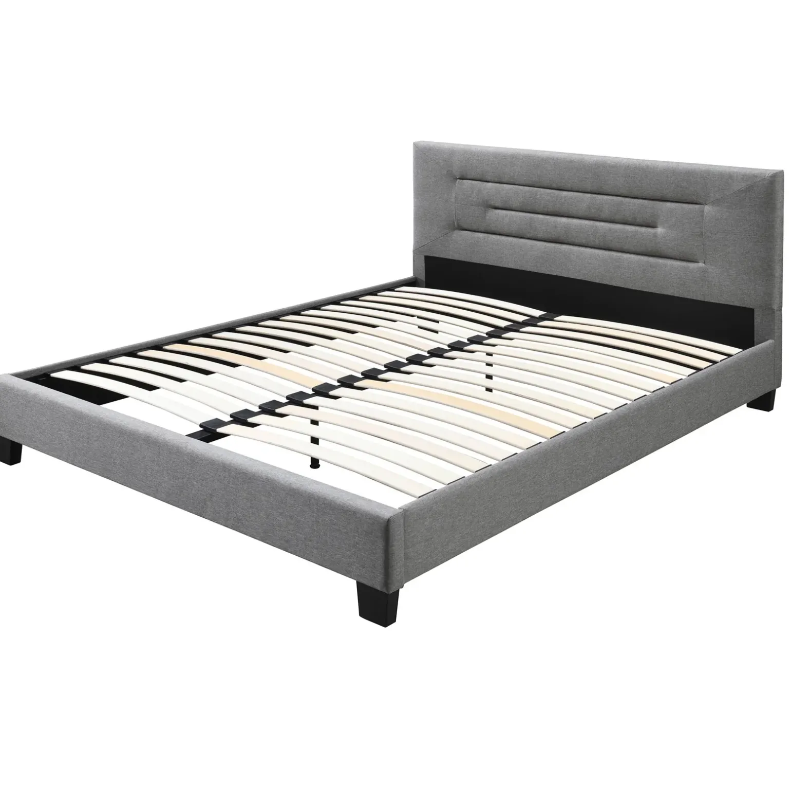 Letto matrimoniale 160x200 cm con rete a doghe imbottito grigio chiaro Sonia