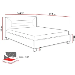 Letto matrimoniale 160x200 cm con rete a doghe imbottito grigio chiaro Sonia