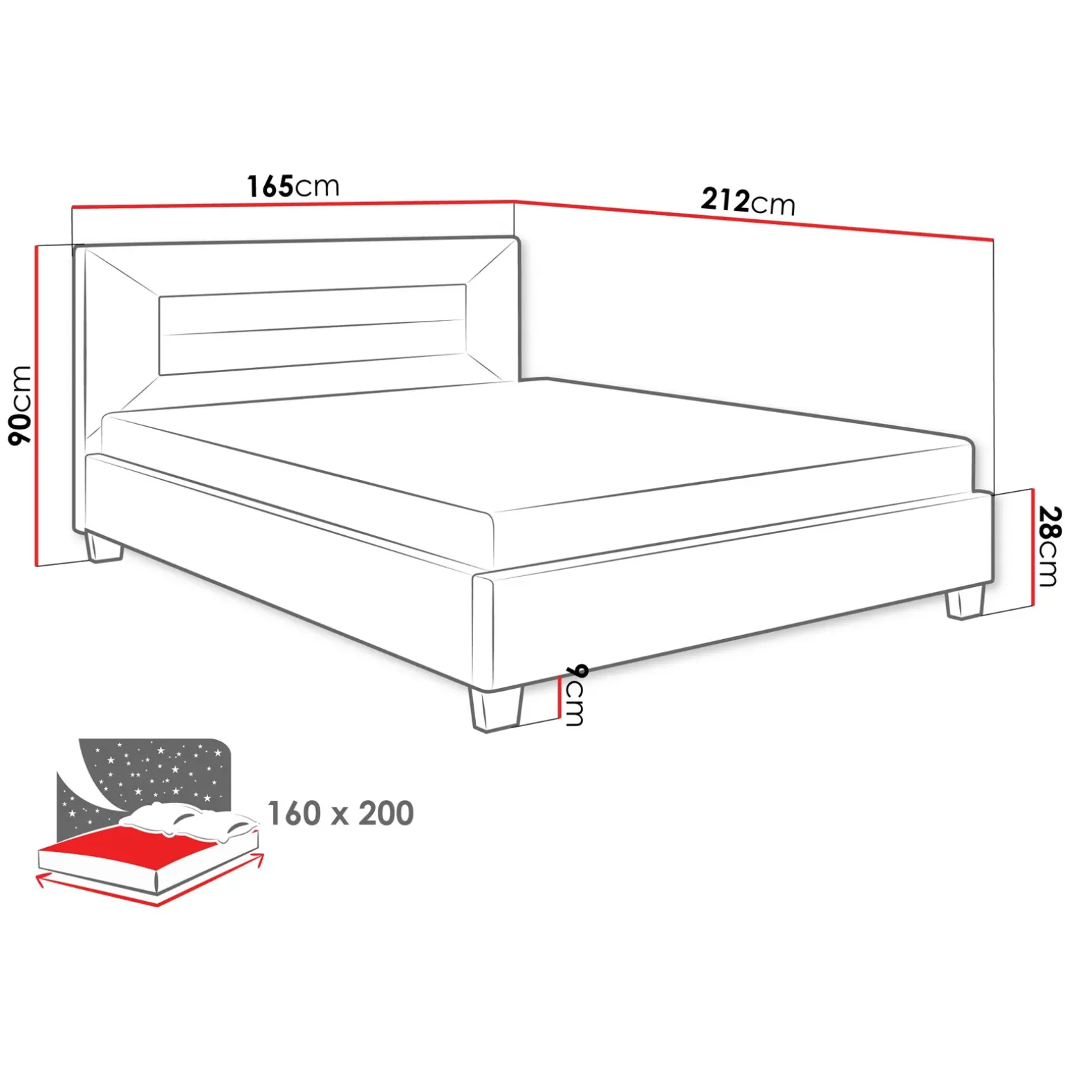 Letto matrimoniale 160x200 cm con rete a doghe imbottito grigio chiaro Sonia