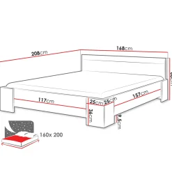Letto matrimoniale 160x200cm bianco rovere Relaxio