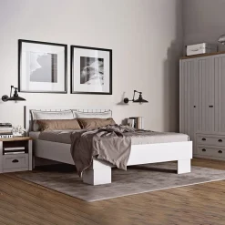 Letto matrimoniale 160x200cm bianco frassinato Provenza