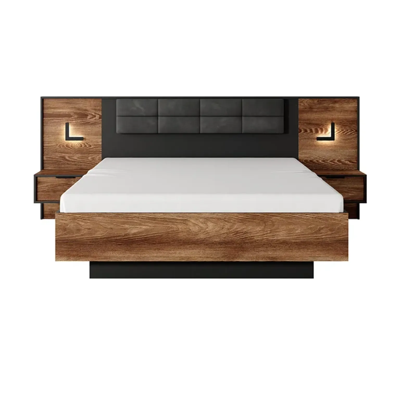 Letto matrimoniale 160x200cm contenitore quercia nero Smooty