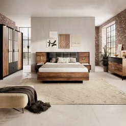 Letto matrimoniale 160x200cm contenitore quercia nero Smooty