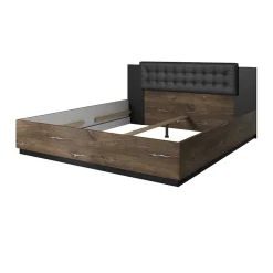 Letto matrimoniale 160x200cm con rete contenitore rovere scuro nero Vulcano
