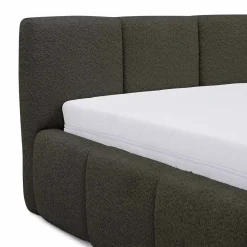 Letto matrimoniale 160x200cm con rete contenitore imbottito tessuto bouclé nero Aluna