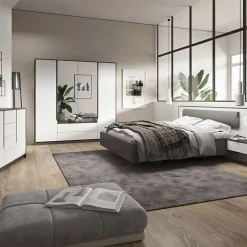 Letto matrimoniale 160x200cm con comodini grigio scuro bianco Allison
