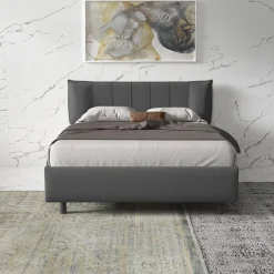 Letto matrimoniale 160x195cm con contenitore imbottito antracite Auden