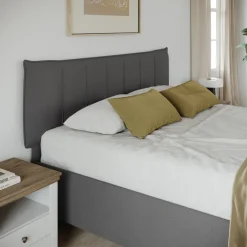 Letto matrimoniale 160x195cm con contenitore imbottito antracite Auden