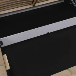 Letto matrimoniale 160x200cm con rete contenitore imbottito beige scuro Aluna