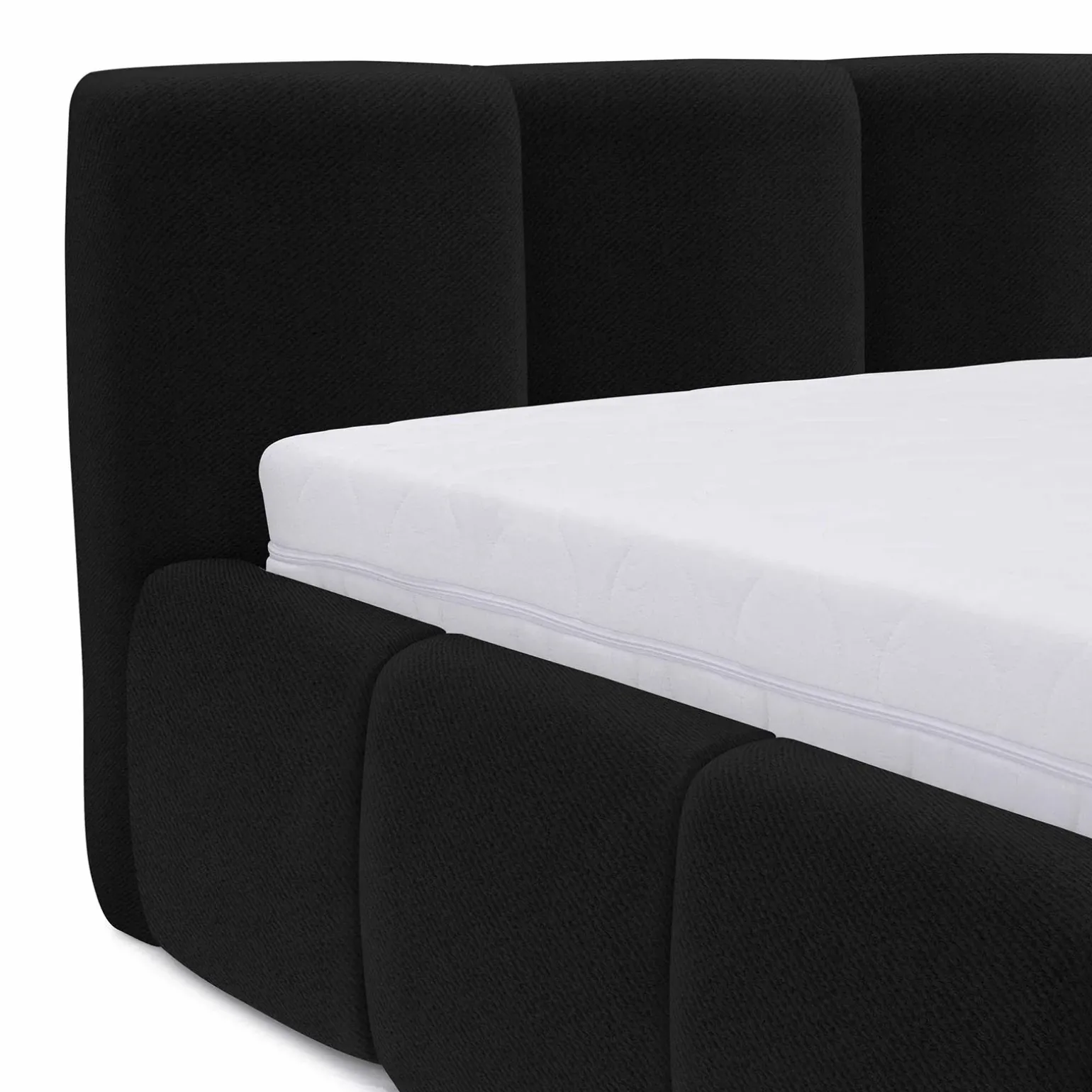 Letto matrimoniale 160x200cm con rete contenitore imbottito nero Aluna