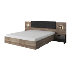 Letto matrimoniale 160x200cm grigio quercia Dable