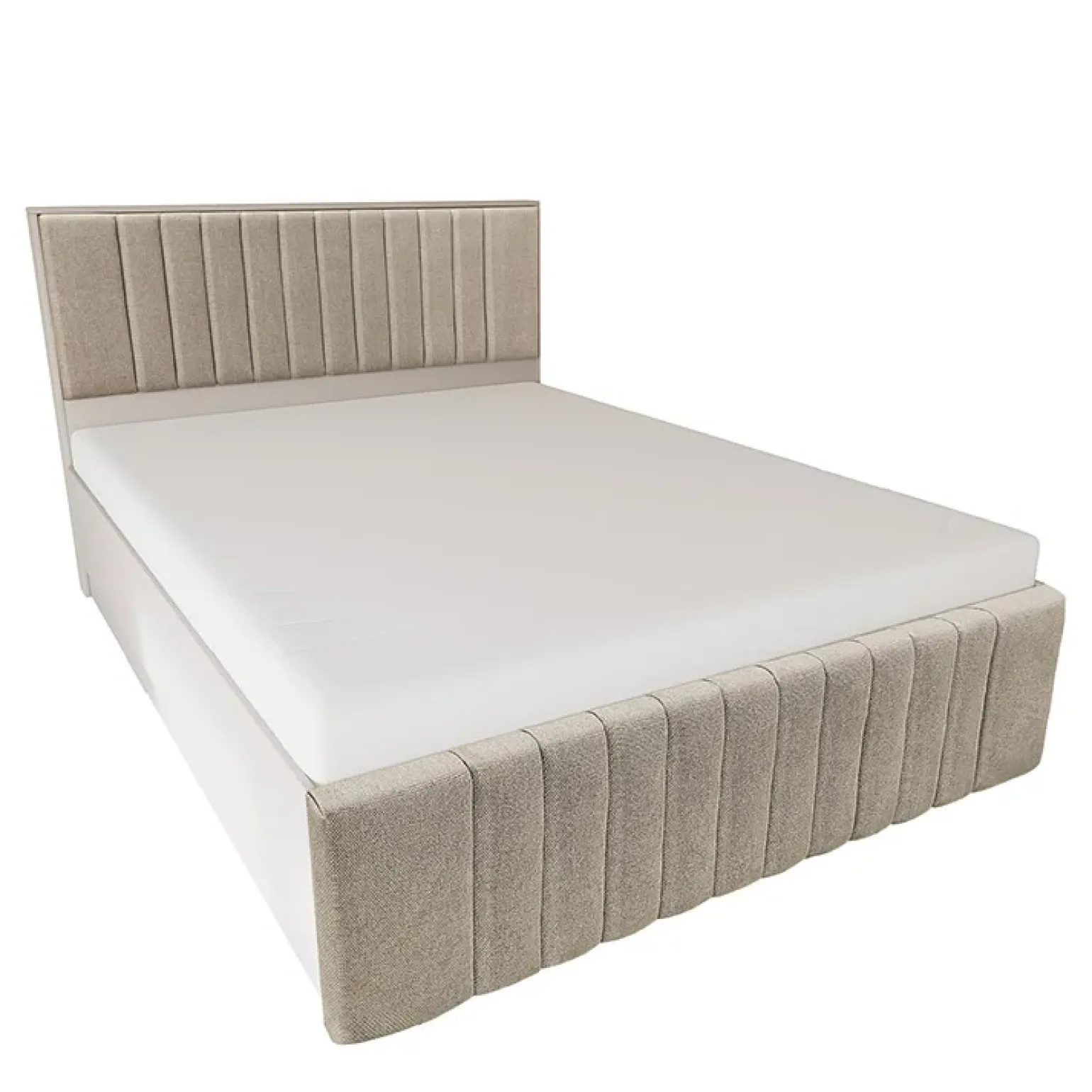 Letto matrimoniale 160x200cm imbottito con contenitore beige Emporio