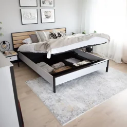 Letto oversize contenitore 180x200cm con LED e presa USB-C grigio nero rovere Luna