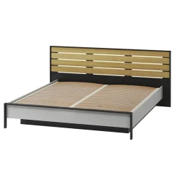 Letto oversize contenitore 180x200cm con LED e presa USB-C grigio nero rovere Luna