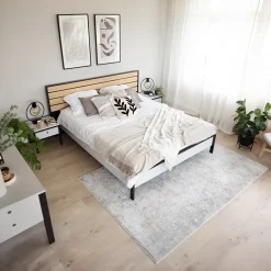 Letto oversize contenitore 180x200cm con LED e presa USB-C grigio nero rovere Luna