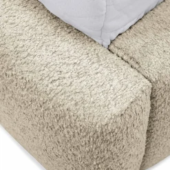 Letto oversize 180x200cm con rete contenitore imbottito tessuto bouclé beige Aluna