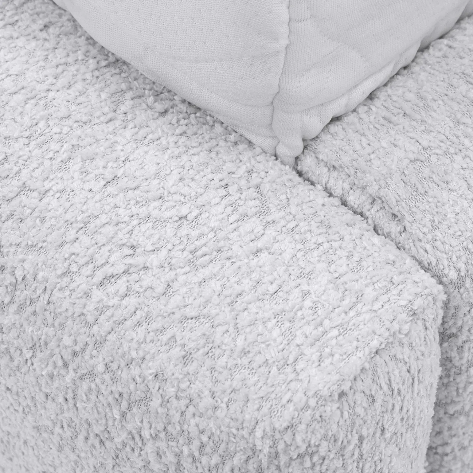 Letto oversize 180x200cm con rete contenitore imbottito tessuto bouclé bianco Aluna