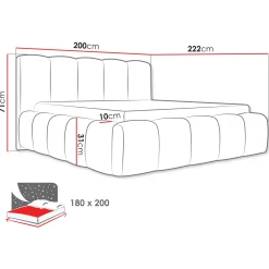 Letto oversize 180x200cm con rete contenitore imbottito tessuto bouclé bianco Aluna