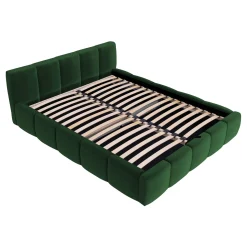 Letto oversize 180x200cm con rete contenitore imbottito verde Aluna