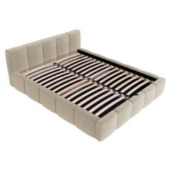 Letto oversize 180x200cm con rete contenitore imbottito beige Aluna