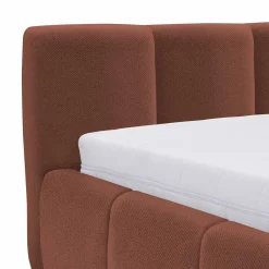 Letto oversize 180x200cm con rete contenitore imbottito rosso mattone Aluna