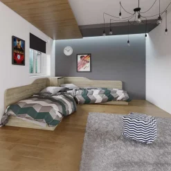Letto singolo contenitore doppio 82x190cm moderno rovere Stefano