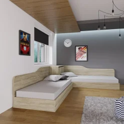 Letto singolo contenitore doppio 82x190cm moderno rovere Stefano