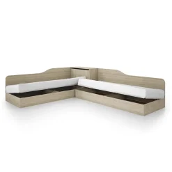 Letto singolo contenitore doppio 82x190cm moderno rovere Stefano