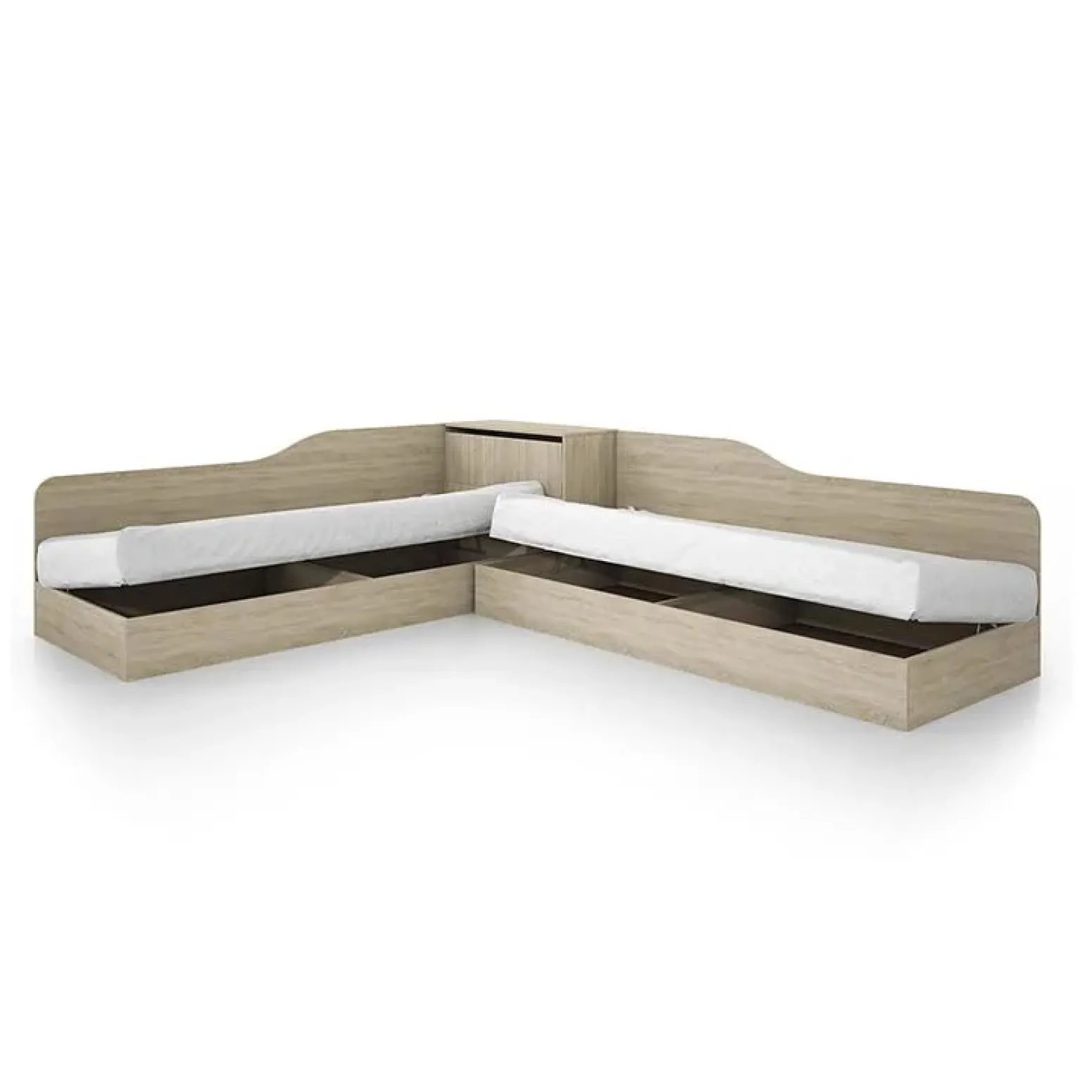 Letto singolo contenitore doppio 82x190cm moderno rovere Stefano