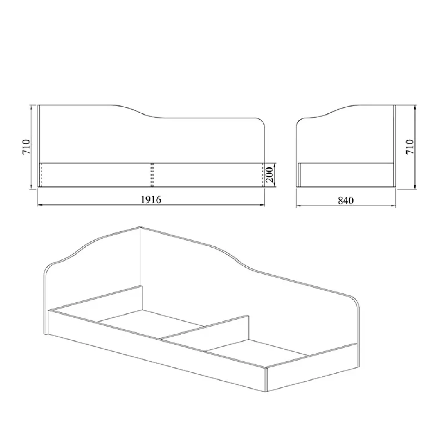 Letto singolo contenitore 82x190cm noce Alex Gihome®