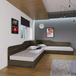 Letto singolo doppio 82x190cm moderno noce Stefano
