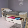 Letto singolo 90x200cm 2 cassetti rovere beige champagne Fabio Gihome®