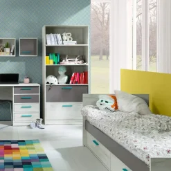 Letto singolo 80x200cm bianco pino grigio blu Maya Gihome®