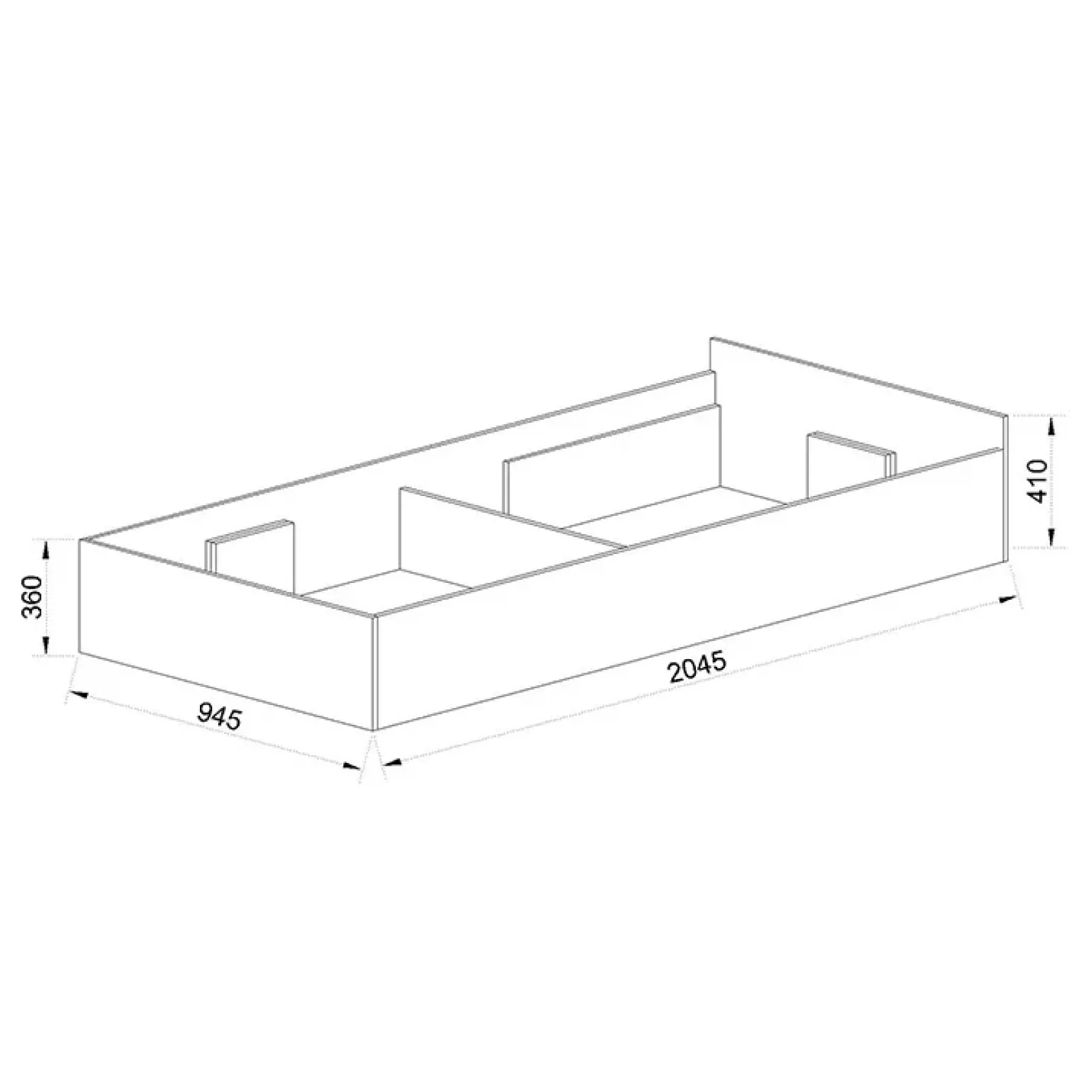 Letto singolo 90x200cm contenitore bianco rustico verde Zadar