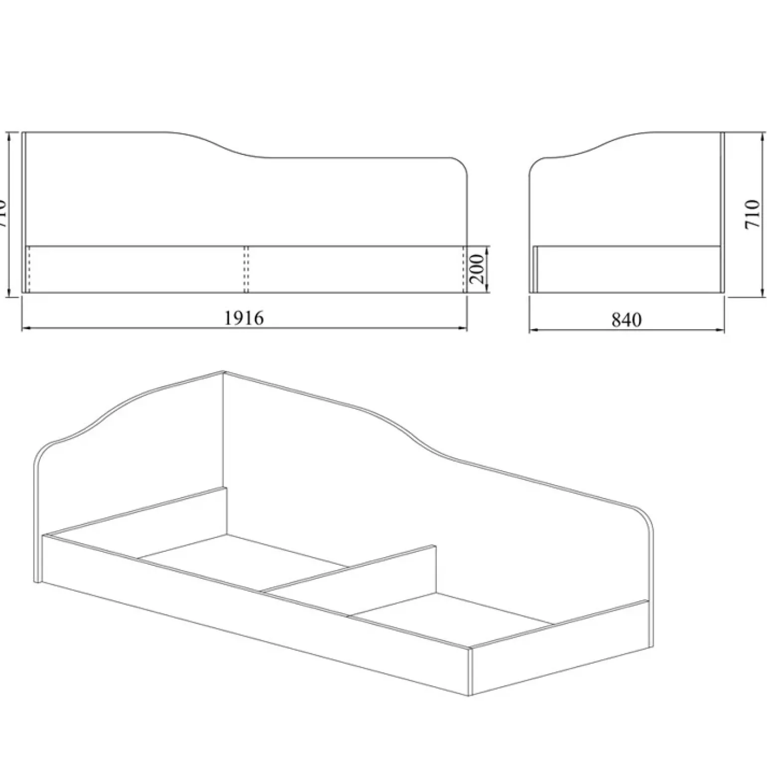 Letto singolo 82x190cm contenitore rovere Alex Gihome®