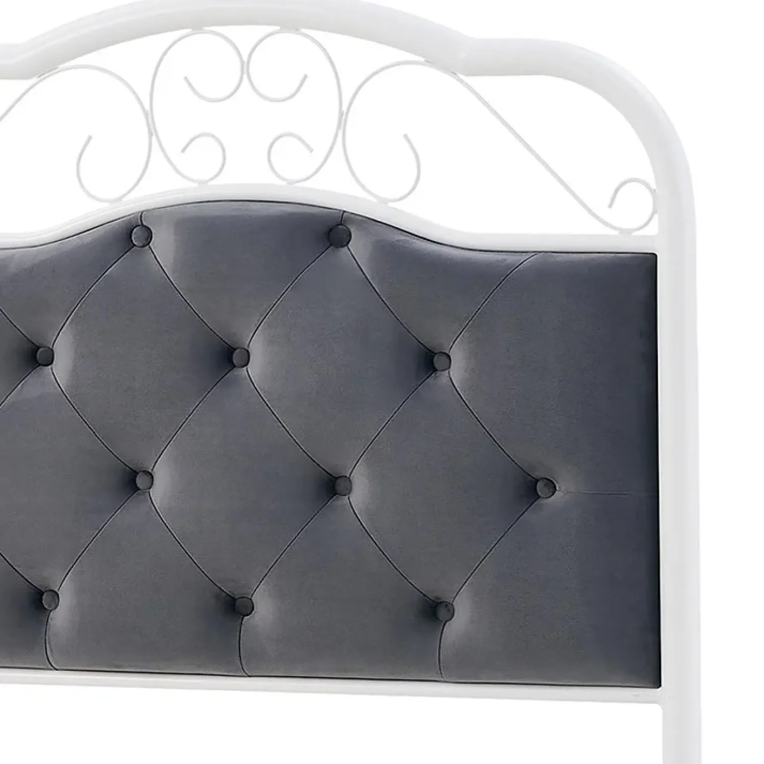 Letto singolo 90x200cm grigio moderno con testiera bianco Geki