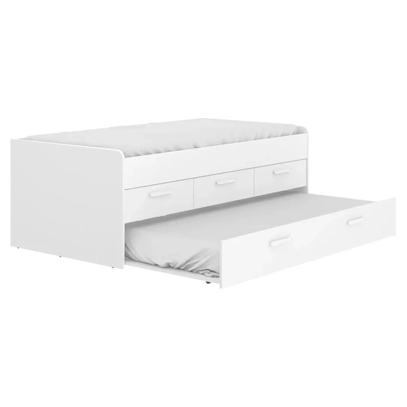 Letto singolo 90x190cm per bambini legno bianco letto estraibile 3 cassetti Domingo