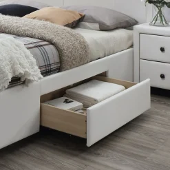 Letto 160x200cm matrimoniale con cassetti ecopelle bianco Mestre Gihome®