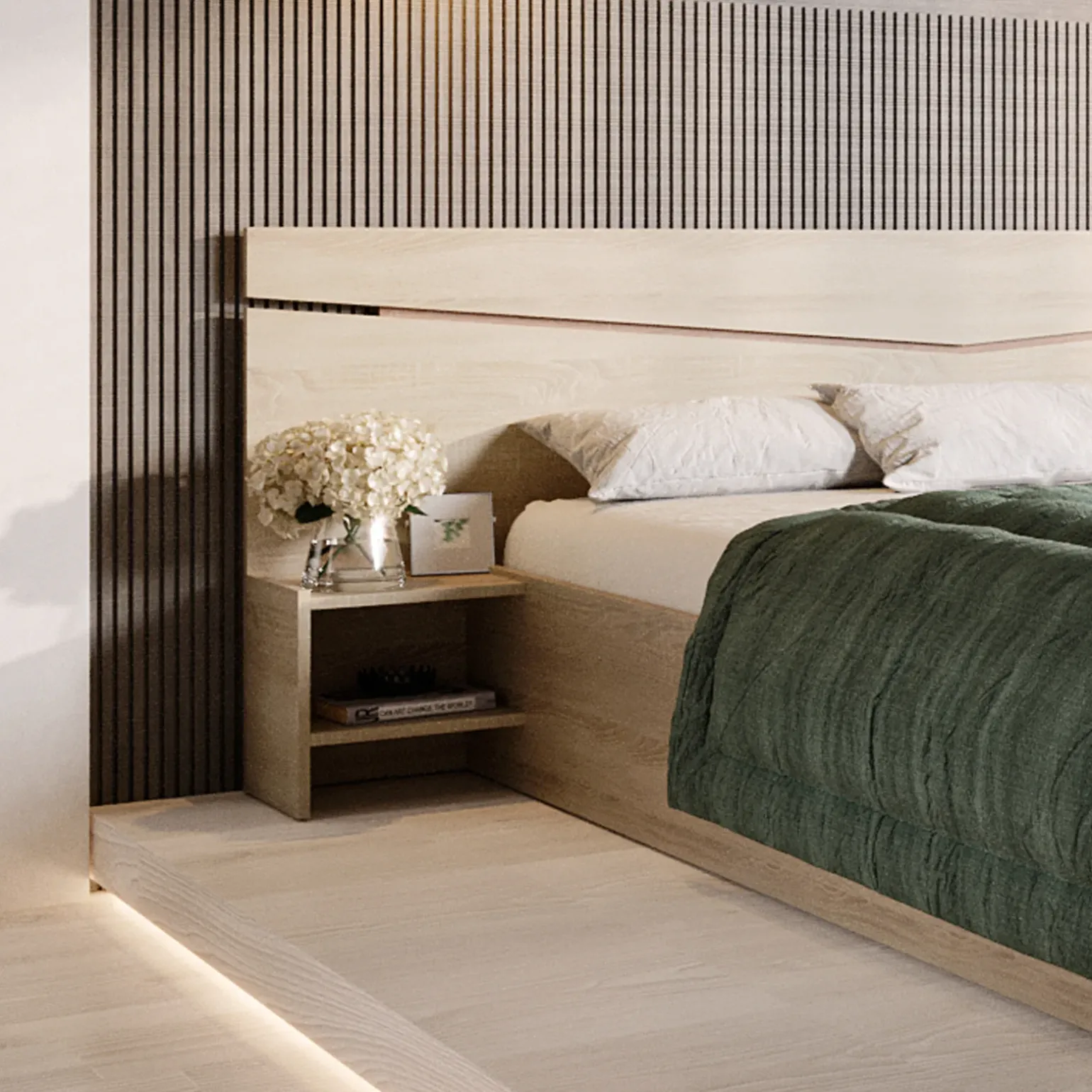 Letto 160x200cm matrimoniale con comodini rovere sonoma Camilla Gihome®