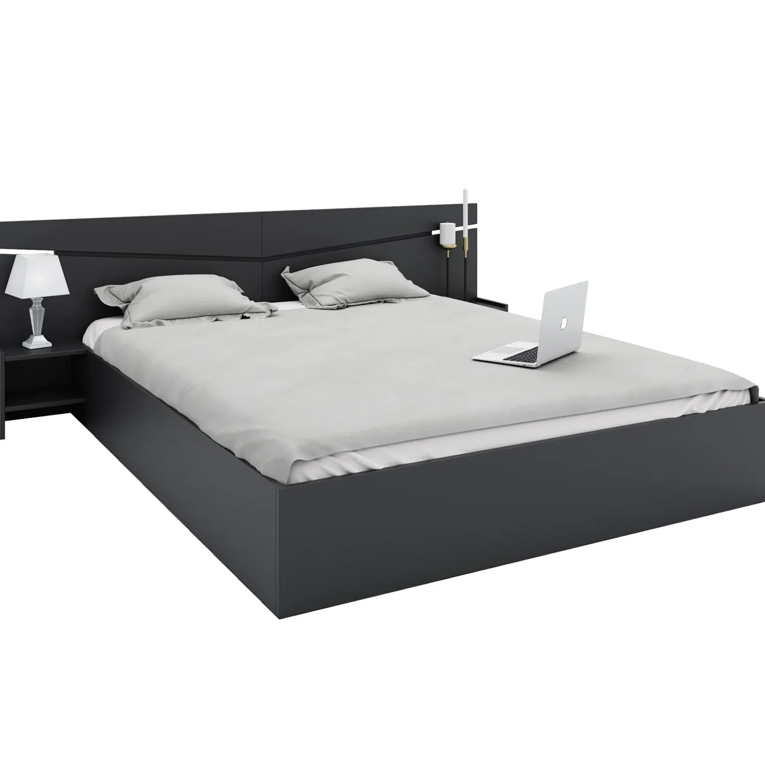 Letto 160x200cm matrimoniale con comodini antracite Camilla Gihome®