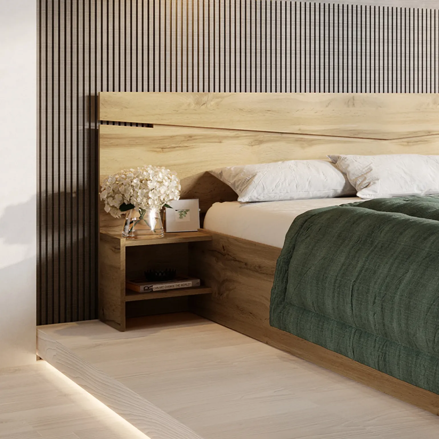 Letto 160x200cm matrimoniale con comodini rovere rustico Camilla Gihome®