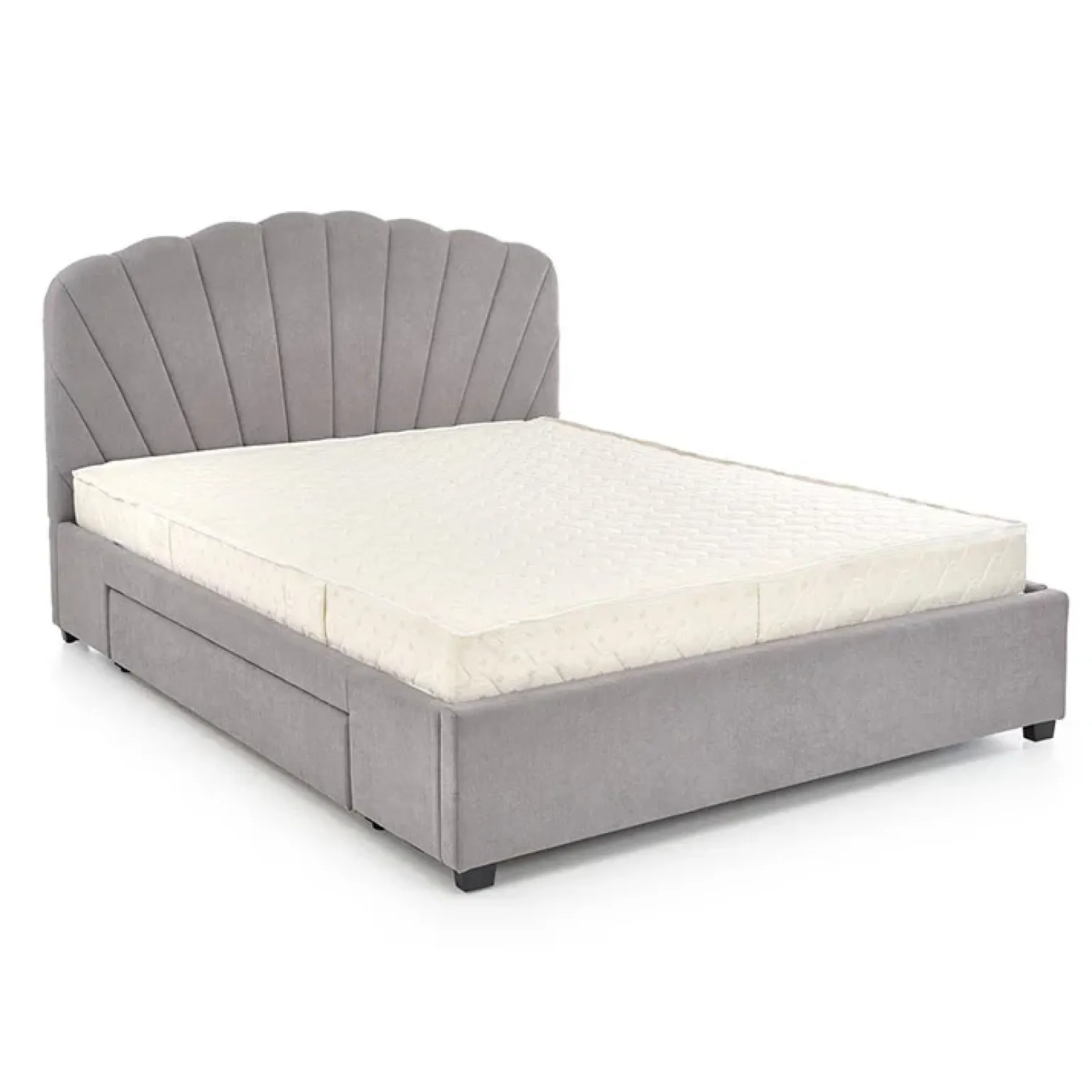 Letto 160x200cm matrimoniale imbottito con cassetto grigio chiaro Mezzola
