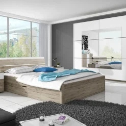 Letto 160x200cm matrimoniale moderno rovere bianco Copenhagen