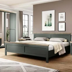 Letto 160x200cm matrimoniale moderno verde quercia Texel