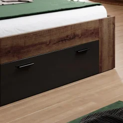 Letto 180x200cm matrimoniale oversize contenitore rovere nero opaco Lisbona Gihome®
