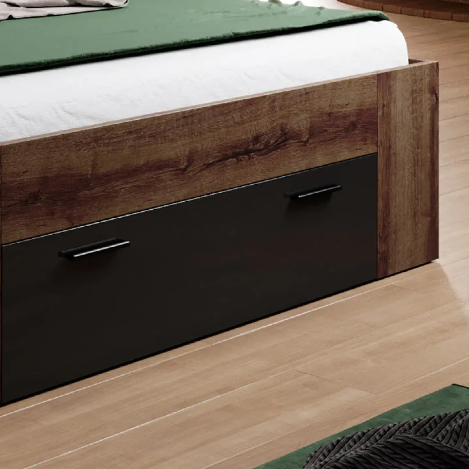 Letto 180x200cm matrimoniale oversize contenitore rovere nero opaco Lisbona Gihome®