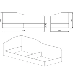 Letto 82x190cm singolo contenitore bianco opaco Alex Gihome®