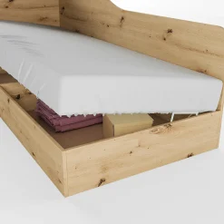 Letto 82x190cm singolo contenitore rovere rustico Alex Gihome®